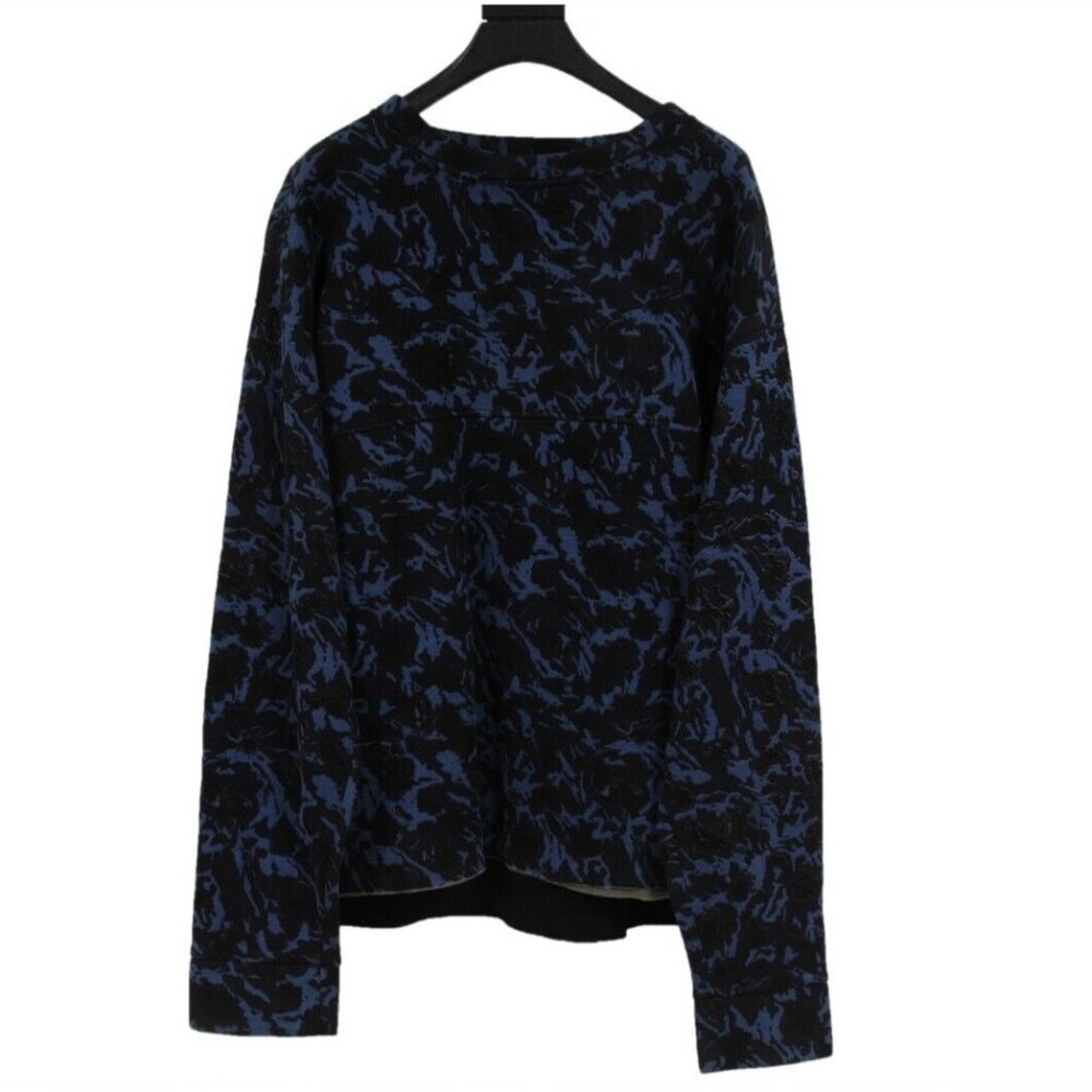 Marni Black and Navy Abstract-Print Crewneck Sweater